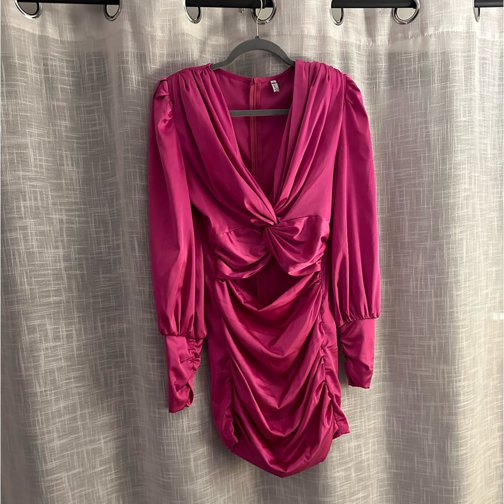 Pink Mini Shoulder Pads Dress